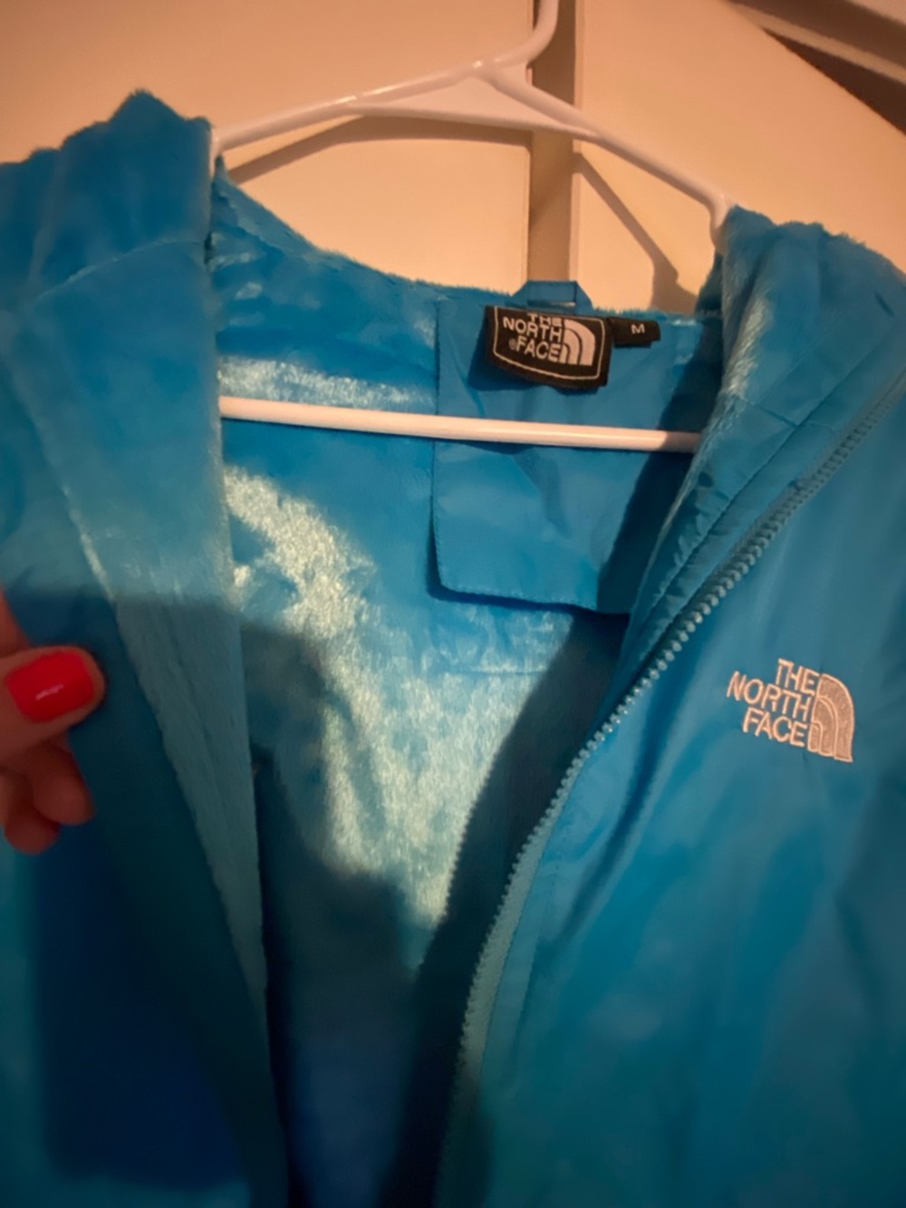 The North Face Women's Aqua Blue Hooded Shell Jacket - Picture 4 of 4